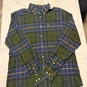 Barbour Flannel Men's Button-Down Plaid Shirt - Green/Blue size Large